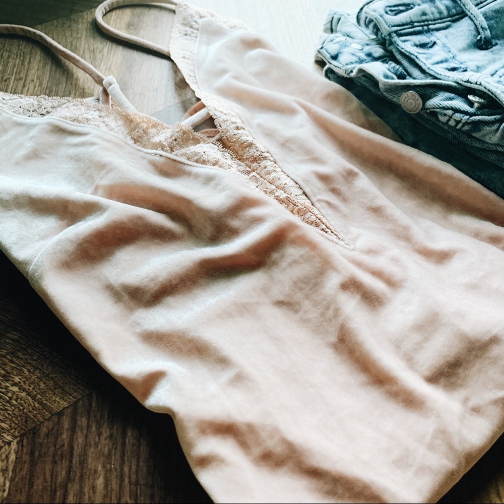 Blush Forever 21 Velvet Bodysuit